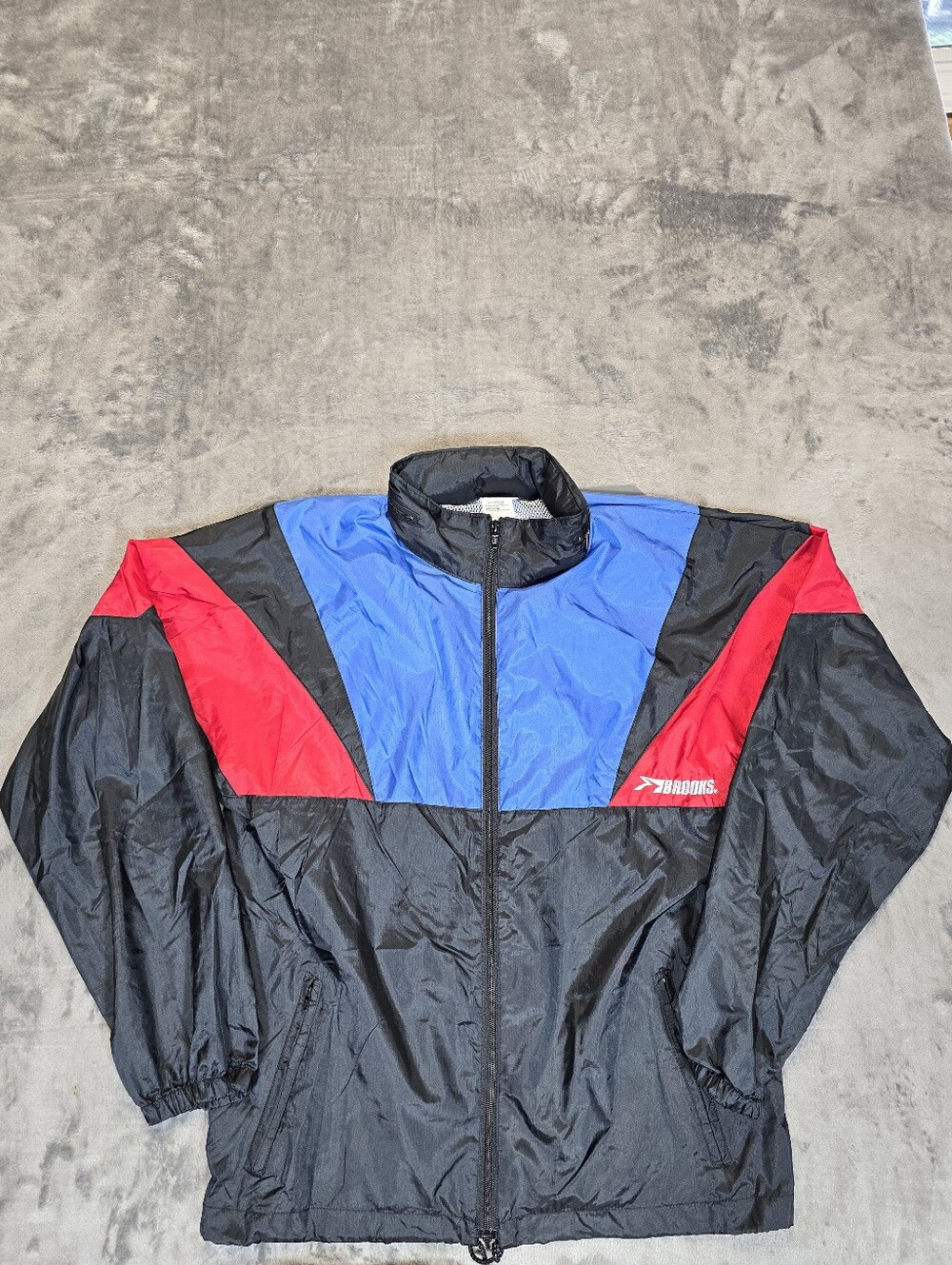 Vintage Brooks Windbreaker Jacket Size Medium Red Blue Black